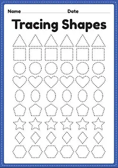Tracing Prints: Tracing shapes worksheet for kindergarten and preschool kids for handwriting practice