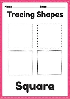 Home School Prints: Tracing square shapes worksheet for kindergarten and preschool kids for handwriting practice