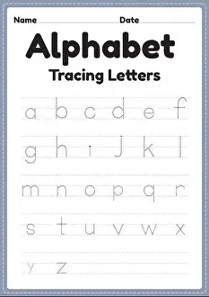 Practicing Prints: Tracing worksheet of alphabet letters for kindergarten and preschool kids for handwriting practice