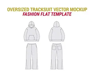 Pajama Prints: Tracksuit Mockup with Pajamas Joggers Technical Drawing Oversized Sweatsuit Vector Mockup Vector Sketch of Hoodie
