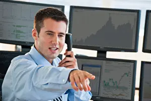 Caucasian Ancestry Prints: Trader at on phone