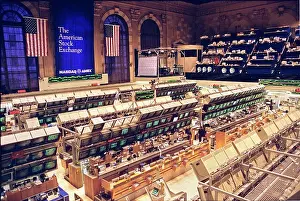 The trading floor of the American Stock Exchange now NASDAQ in the 1990s