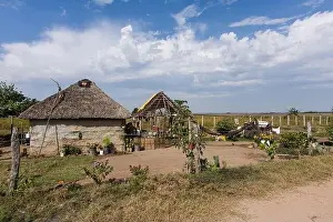 Sinaloa Prints: A traditional adobe thatched-roof farm house in rural Mexico near Teacapan