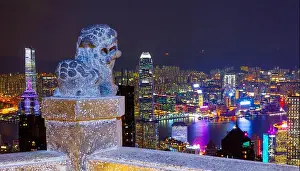 Victoria Peak Prints: A traditional Chinese sculpture atop Victoria Peak in Hong Kong