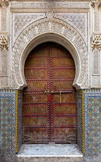 Medina Prints: Traditional entrance gate with door in Fes