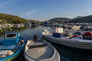 Traditional Fishing boats in Lesbos, Greece. Lesbos or Lesvos is a Greek island located in the northeastern Aegean Sea