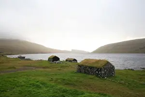 Traditional houses in a scenic landscape, Faroe islands