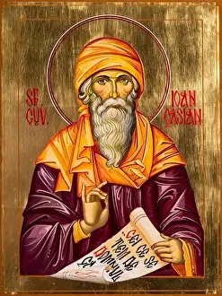 Belief Prints: Traditional icon of Ioan Casian or John Cassian painted in the orthodox style