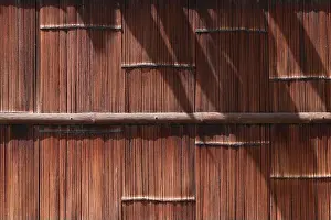 Japanese Garden Prints: Traditional Japanese garden fence made of bamboo