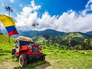 Colombian Prints: Traditional Jeep Willys as seen in Valle del Cocora in Salento Colombia