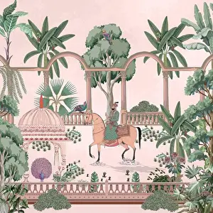 Mughal Prints: Traditional Mughal garden, tropical tree