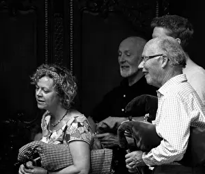 Traditional Music Prints: Traditional Northumbrian pipes being played at Wallington Hall near Cambo in Northumberland