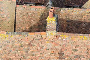 Flat Roof Prints: Traditional and original peg tiled roofs on buildings