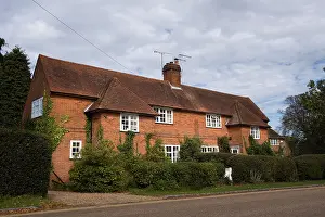 Dwellings Prints: traditional red brick built semi detached houses in the Quaker village of Jordans Buckinghamshire UK