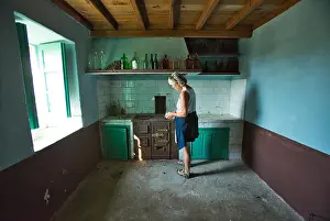 Galicia Prints: A traditional Spanish kitchen at Alega de Salver which was abandoned in 1970