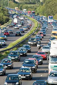 Multi Prints: Traffic jam on dual carriageway. A3, Surrey, UK