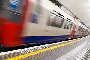 Motion Blur Prints: Train leaving London Underground station, England UK