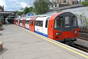 Platforms Prints: Train waiting at a station on the London underground Jubilee Line