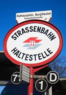 Osterreich Prints: Tram station sign, Vienna, Austria, Europe