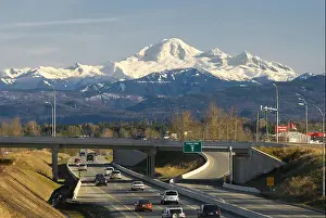 Overpass Prints: The Trans Canada Highway at Abbotsford British Columbia with Mount Baker in the distance