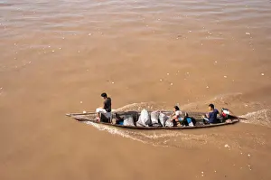 Motor Boat Prints: Transport on the Peruvian Amazon is often by canoe with outboard motor