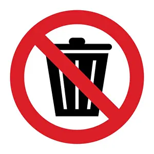 Litter Prints: No trash can sign. Don`t throw trash sign isolated on white background