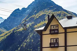 Caucasus Prints: travel to North Caucasus region region - cable car in Dombay resort village in Teberda Nature Reserve