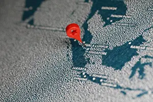 Arrive Prints: travel painted felt map with the plane, south east asia