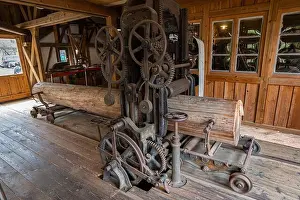 Schwarzwald Prints: Tree trunk in the interior of an old hate sawmill