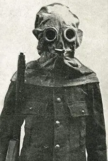 Terrifying Prints: Trench helmet for poison gas protection, WW1