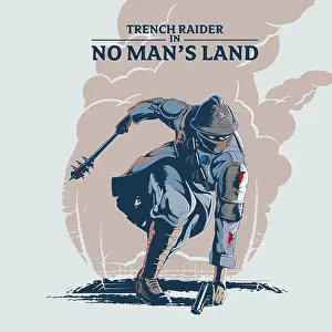 Stealth Prints: Trench Raider in No Man's Land vector illustration
