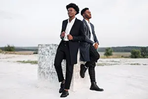 Quarry Prints: Two trendy African black men, outdoors
