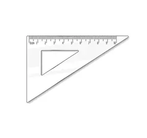 Centimeter Prints: Triangle ruler ten cm. Vector math geometry transparent plastic school and office accessories