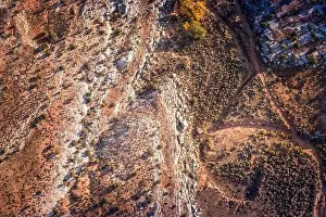 Bryce Prints: Triangle in the sand. Aerial view on the geological structures around the Arches National Park