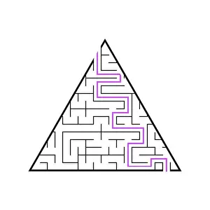 Labyrinth Prints: A triangular labyrinth, a pyramid with a black stroke