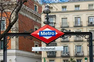 Subway Prints: Tribunal Metro sign in Madrid Spain