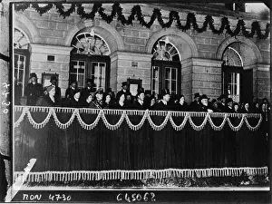Gustav Prints: A tribune before the château accommodates guests attending the 1932 marriage of Prince Gustav Adolf of Sweden