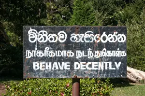 Languages Prints: Trilingual sign in a park in the colonial-era hillstation town of Nuwara Eliya, Sri Lanka