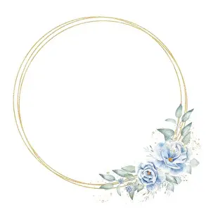 Handdrawn Prints: Triple circular floral border hand drawn raster illustration
