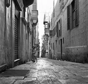 1960s Prints: Triq Id-Dejqa (Strait Street or The Narrow Street) also called The Gut Valletta