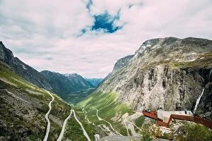 Images Dated 19th June 2019: Trollstigen, Andalsnes, Norway. People Tourists Visiting Viewing Platform Near Visitor Centre