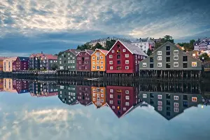 Trondheim. Image of Norwegian city of Trondheim during twilight blue hour