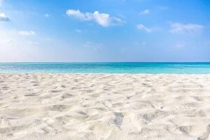 Images Dated 6th January 2017: Empty tropical beach background. Horizon with sky and white sand. Beautiful beach with white sand