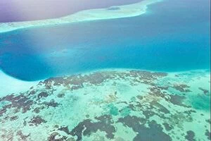 Images Dated 23rd May 2019: Tropical island aerial. Coral reef with turquoise lagoon. Great Barrier Reef