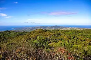 Tropical island landscape and sea on horizon