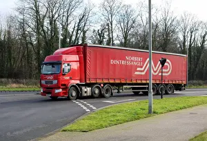 Junction Prints: A truck entering a roundabout in Coulsdon, Surrey, England