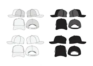 Headwear Prints: Trucker Cap Mesh Cap Template Illustration Black