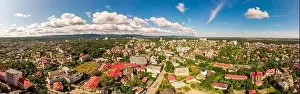 Truskavets, Ukraine - July 29, 2019: Birds eye view of Truskavets city