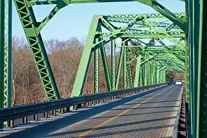 Delaware Prints: Truss bridge spanning the Delaware River and connecting the states New Jersey and Pennsylvania at the town of Stockton