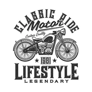 Chopper Prints: Tshirt print with custom bike, retro off road motorcycle